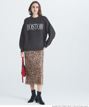 Melange knit assorted logo top