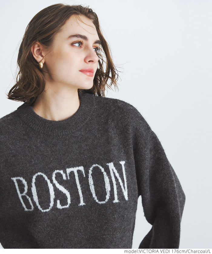 Melange knit assorted logo top