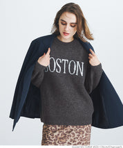 Melange knit assorted logo top