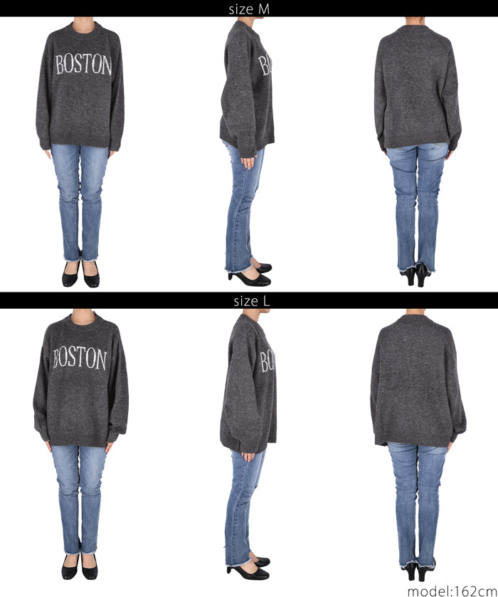 Melange knit assorted logo top