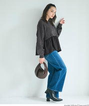 假兩件日系長袖毛衣娃娃上衣