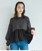 假兩件日系長袖毛衣娃娃上衣