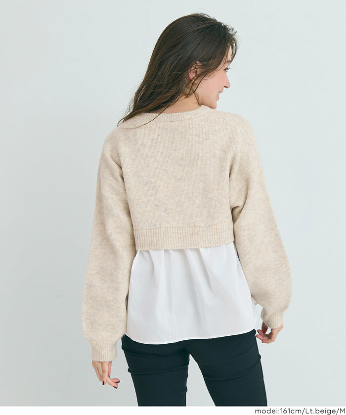 假兩件日系長袖毛衣娃娃上衣