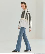 假兩件日系長袖毛衣娃娃上衣