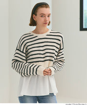 假兩件日系長袖毛衣娃娃上衣