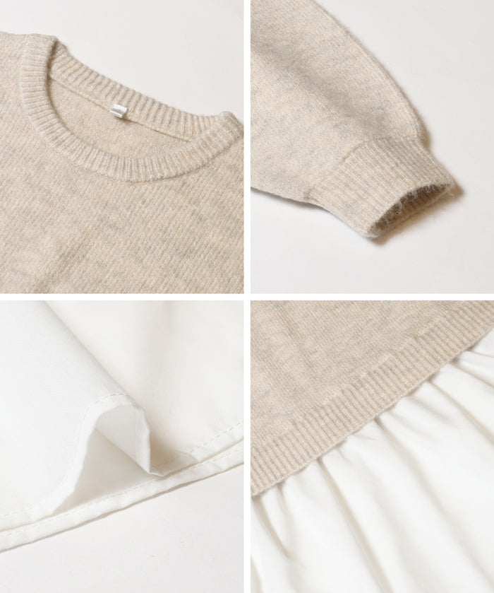 假兩件日系長袖毛衣娃娃上衣