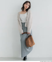Luxurious furry V-neck cropped knitted cardigan
