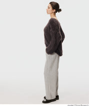 Luxurious furry V-neck cropped knitted cardigan