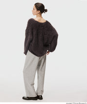 Luxurious furry V-neck cropped knitted cardigan