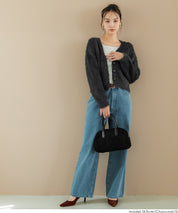 Luxurious furry V-neck cropped knitted cardigan