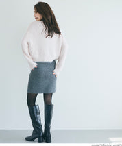 Luxurious furry V-neck cropped knitted cardigan