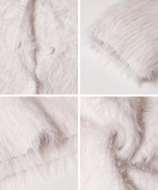 Luxurious furry V-neck cropped knitted cardigan