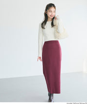 Milan rib back slit pencil skirt