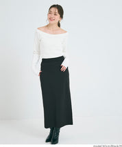 Milan rib back slit pencil skirt