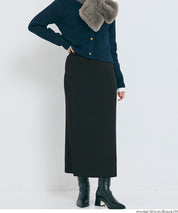 Milan rib back slit pencil skirt