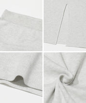 Milan rib back slit pencil skirt