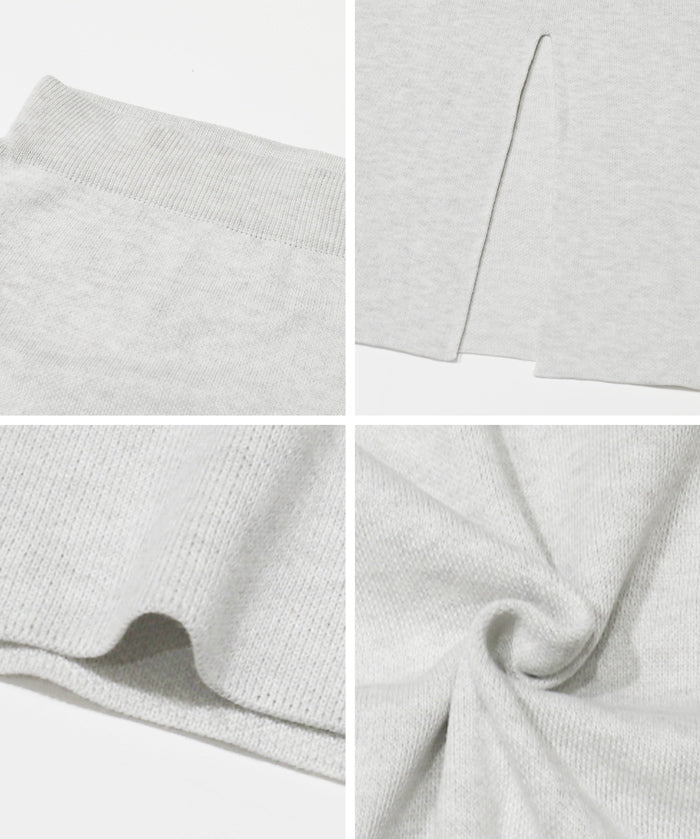 Milan rib back slit pencil skirt