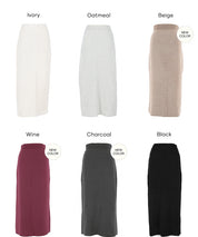 Milan rib back slit pencil skirt
