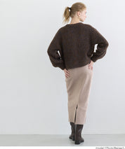 Milan rib back slit pencil skirt