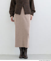 Milan rib back slit pencil skirt