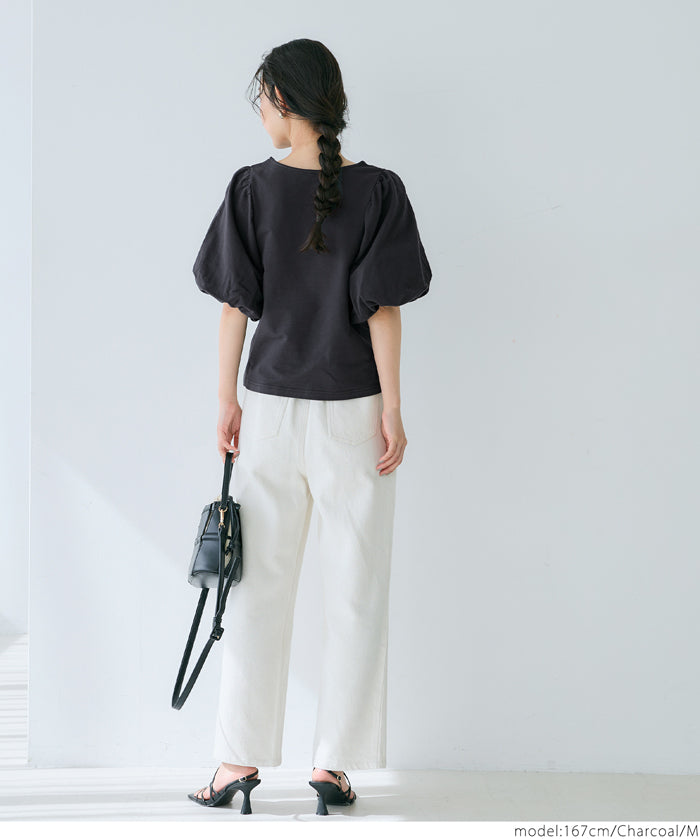 Japanese style bubble short-sleeved top