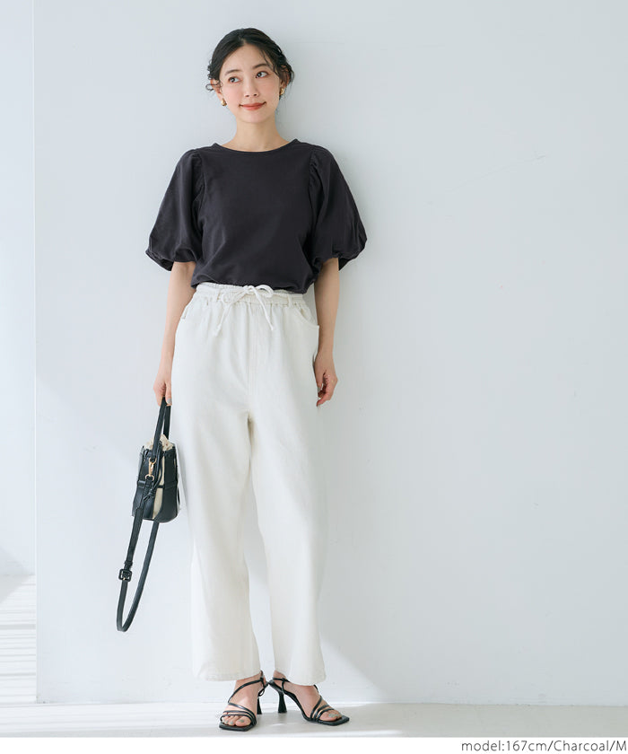 Japanese style bubble short-sleeved top