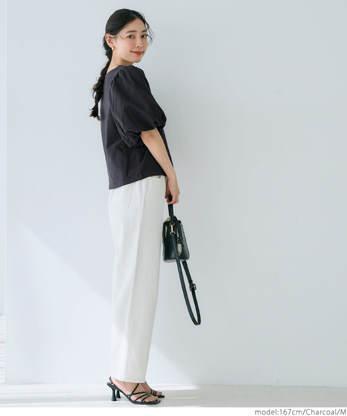 Japanese style bubble short-sleeved top
