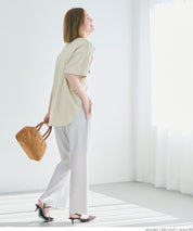 Self-cut georgette ribbed pants with pockets
