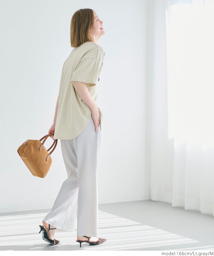 Self-cut georgette ribbed pants with pockets