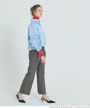 Self-cut georgette ribbed pants with pockets