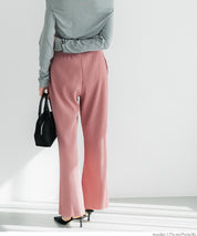 Self-cut georgette ribbed pants with pockets