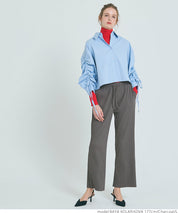 Self-cut georgette ribbed pants with pockets