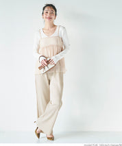 Self-cut georgette ribbed pants with pockets