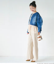 Self-cut georgette ribbed pants with pockets