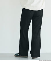 Self-cut georgette ribbed pants with pockets