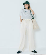 Self-cut georgette ribbed pants with pockets