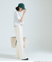 Self-cut georgette ribbed pants with pockets