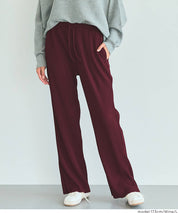 Self-cut georgette ribbed pants with pockets
