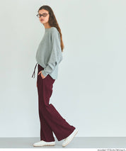 Self-cut georgette ribbed pants with pockets