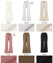 Self-cut georgette ribbed pants with pockets