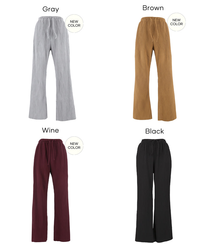 Self-cut georgette ribbed pants with pockets