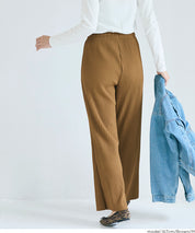 Self-cut georgette ribbed pants with pockets