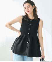Temperament Pearl Lotus Leaf Hem Sleeveless Knitted Vest