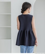 Temperament Pearl Lotus Leaf Hem Sleeveless Knitted Vest