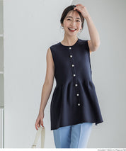 Temperament Pearl Lotus Leaf Hem Sleeveless Knitted Vest