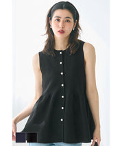 Temperament Pearl Lotus Leaf Hem Sleeveless Knitted Vest