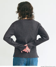 Angora touch boat neck rib knit