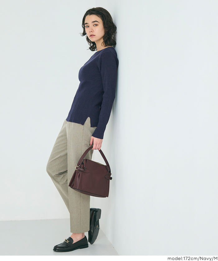 Angora touch boat neck rib knit