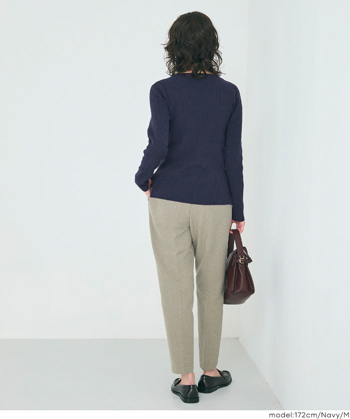 Angora touch boat neck rib knit