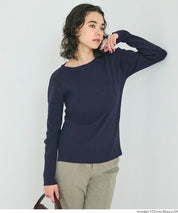 Angora touch boat neck rib knit
